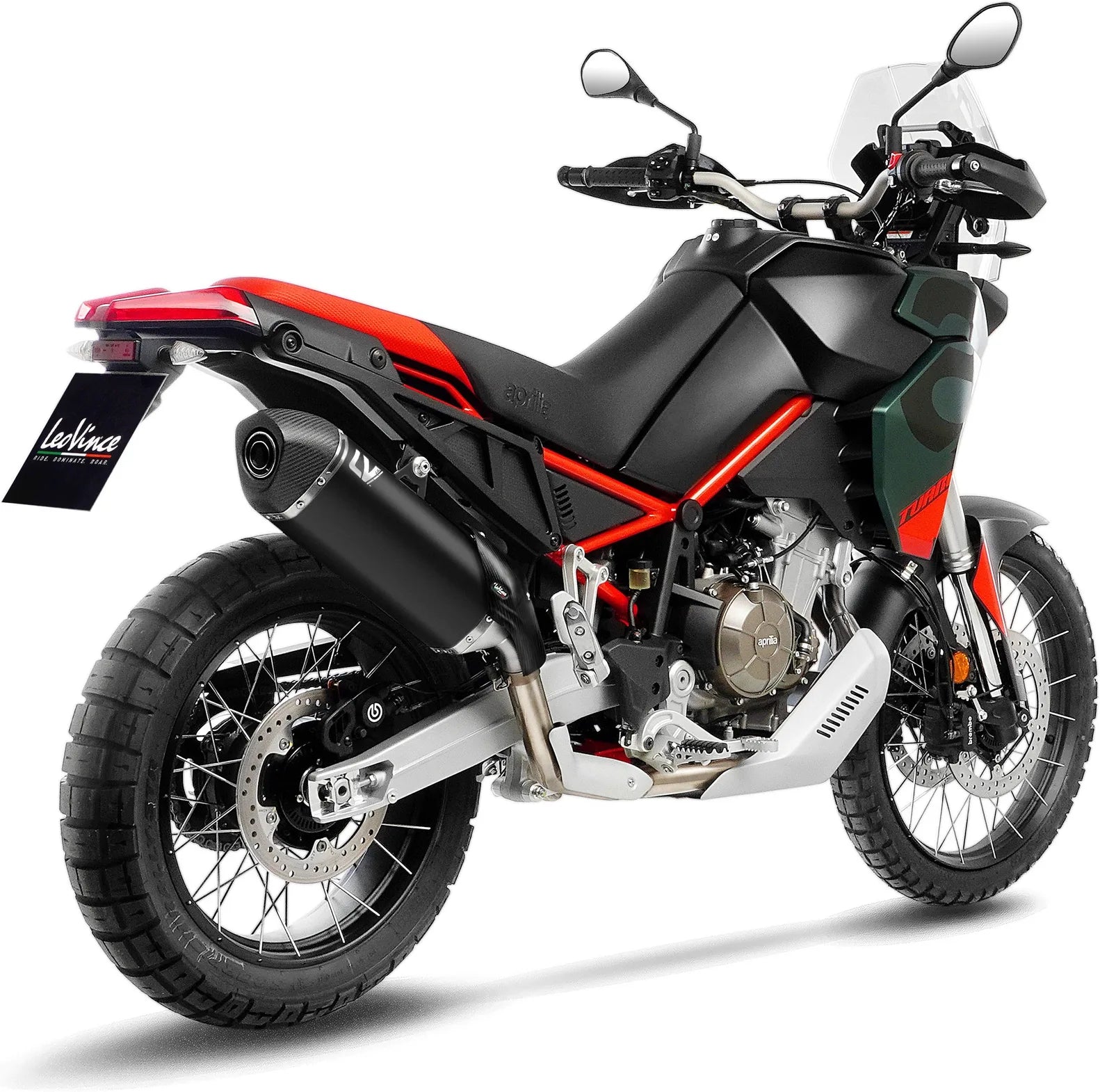 Auspuffendrohr Ohne Geräuschzulassung Lv-14 Edelstahl Schwarz Endkappe Carbon Fiber - Leovince Kompatibel Mit Aprilia Tuareg 660 (2025-2026)