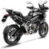 Auspuffendrohr Ohne Geräuschzulassung Lv-14 Edelstahl Schwarz Endkappe Carbon Fiber - Leovince Kompatibel Mit Triumph Tiger 1200 Gt Rally (2022-2024)