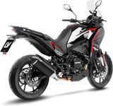 Auspuffendstück Mit Geräuschzulassung Lv-14 Edelstahl Schwarz Endkappe Carbon Fiber - Leovince Kompatibel Mit Moto Morini X-Cape 700 (2025-2026)