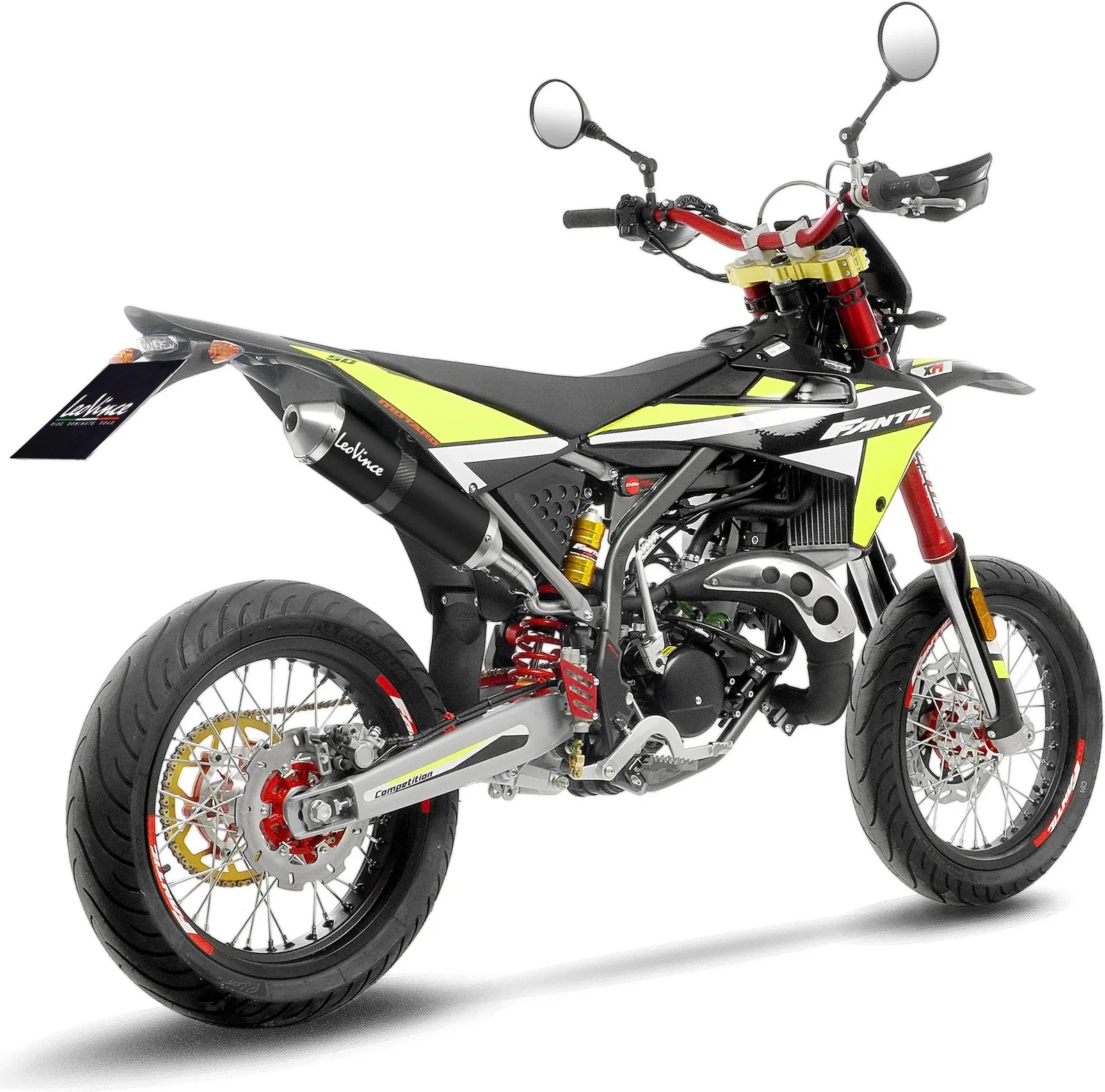 Auspuffendstück Mit Geräuschzulassung X-Fight Edelstahl Schwarz Endkappe Edelstahl - Leovince Kompatibel Mit Fantic Motor Xe 50 Competition (2021-2024)