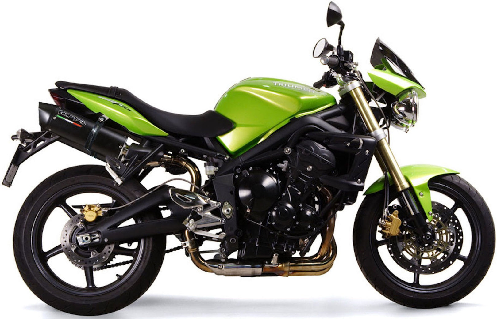 Dual Catalytic Exhaust Tips With Sound Certification Furore Aluminium Black - Gpr Compatible With Triumph Street Triple 675 (2007-2012)
