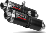 Dual Exhaust System With Sound Certification Oval Carbon - Mivv Compatible With Suzuki Dl 1000 V-Strom (2002-2013)