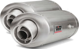 Dual Non-Catalytic Exhaust System With Sound Certification Oval Stainless Steel - Mivv Compatible With Yamaha Fz-6 Fazer (2004-2006)