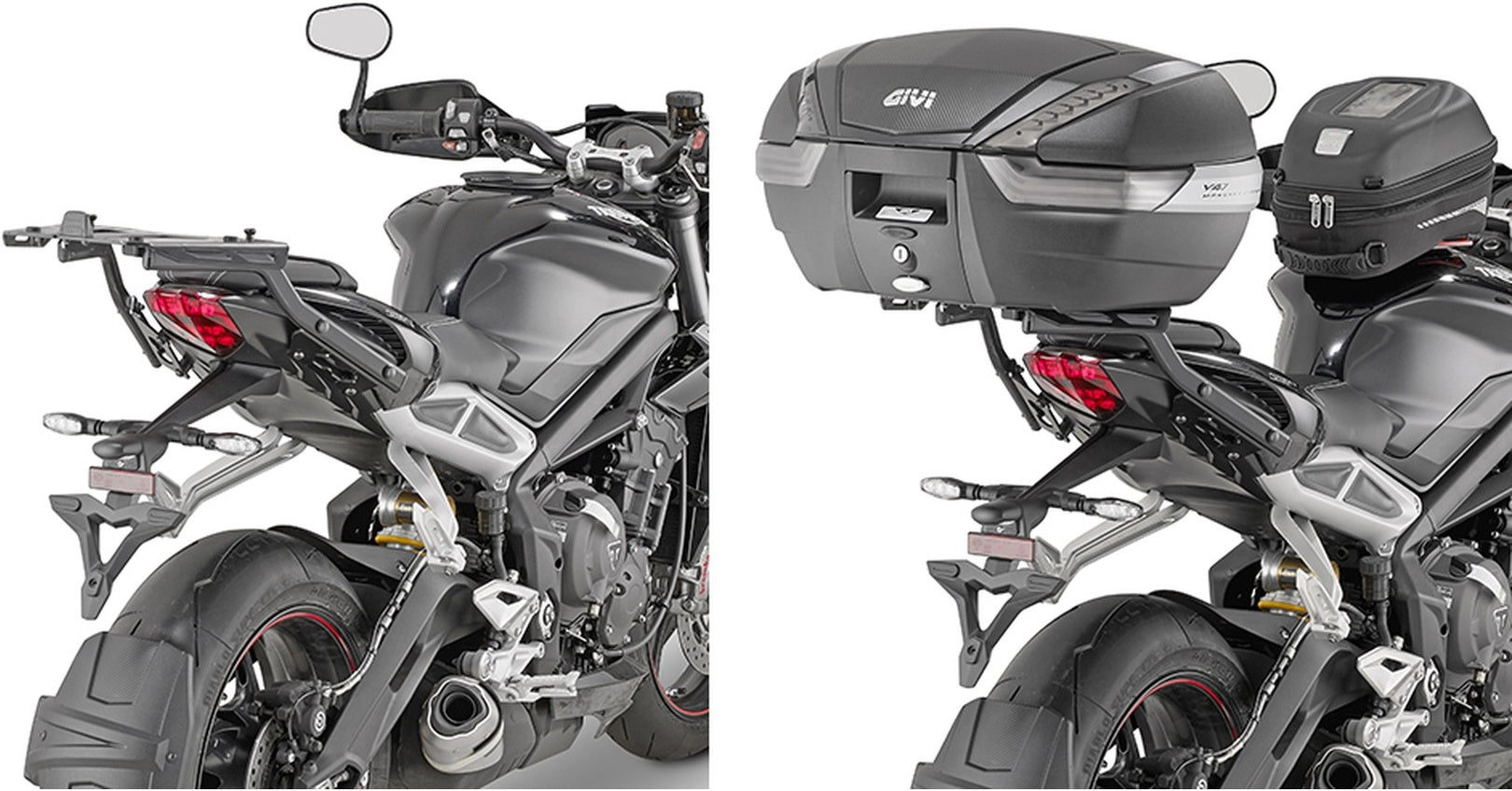 Monokey Trekker Outback Evo Smart Anodized Aluminium Top Case - 42 Lt Trekker Outback Evo Smart Anodized Aluminium - Givi Compatible With Triumph Street Triple 765 (2017-2019)