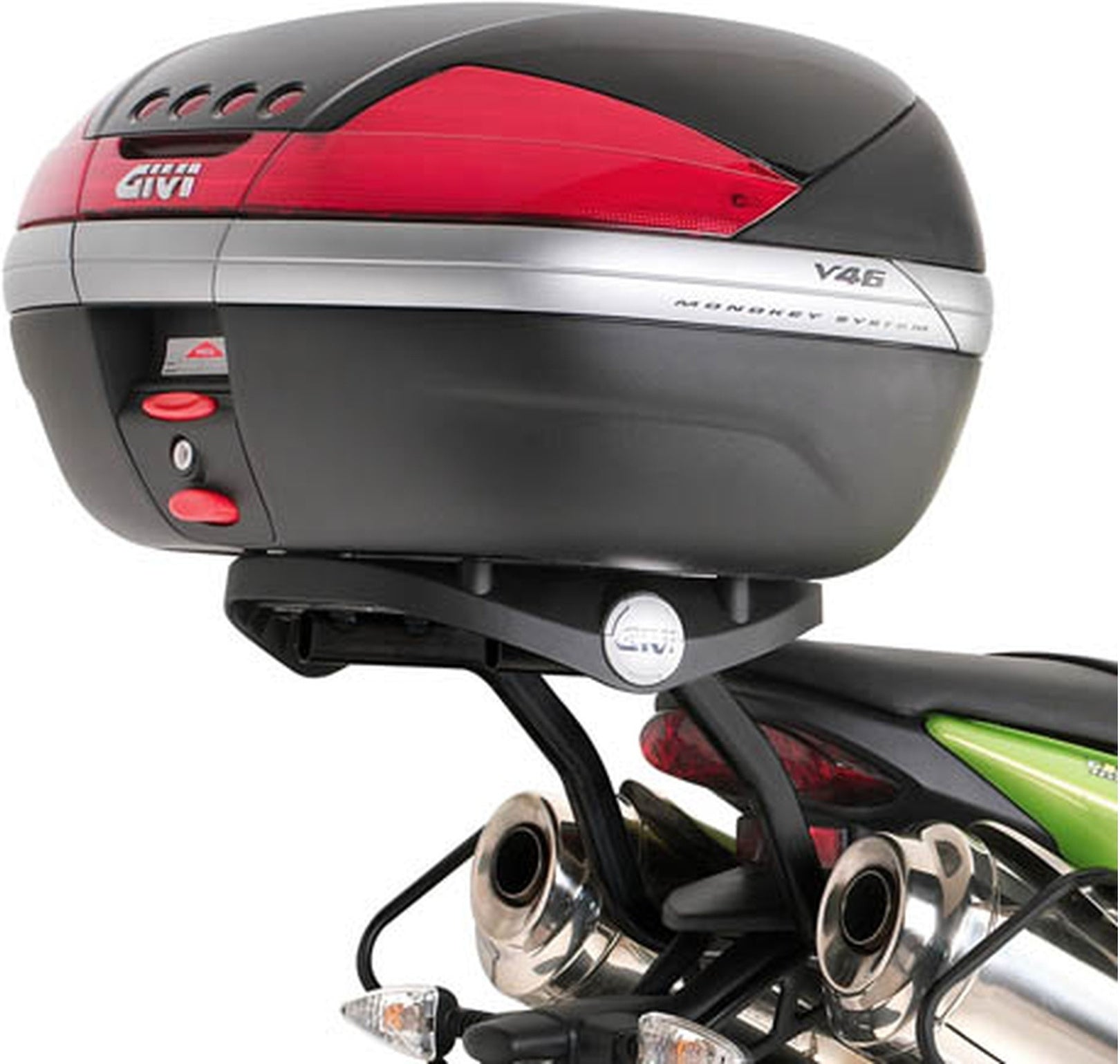 Monokey Trekker Outback Evo Smart Black Aluminium Top Case - 42 Lt Trekker Outback Evo Smart Aluminium - Givi Compatible With Triumph Street Triple 675 (2007-2012)