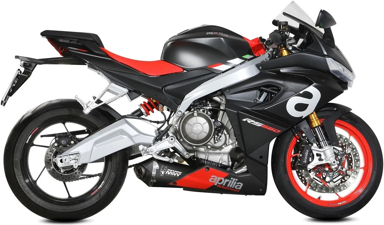 Komplette Abgasanlage Mit Katalysator Und Geräuschzulassung Delta Race Stahl Schwarz Carbon - Mivv Kompatibel Mit Aprilia Rs 660 (2020-2024)