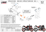 Complete Exhaust System Without Catalytic Converter And Without Sound Certification Delta Race Stainless Steel Carbon - Mivv Compatible With Aprilia Rs 660 (2020-2024)