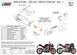 Komplette Abgasanlage Mit Katalysator Und Geräuschzulassung Delta Race Edelstahl Carbon - Mivv Kompatibel Mit Aprilia Rs 660 (2020-2024)