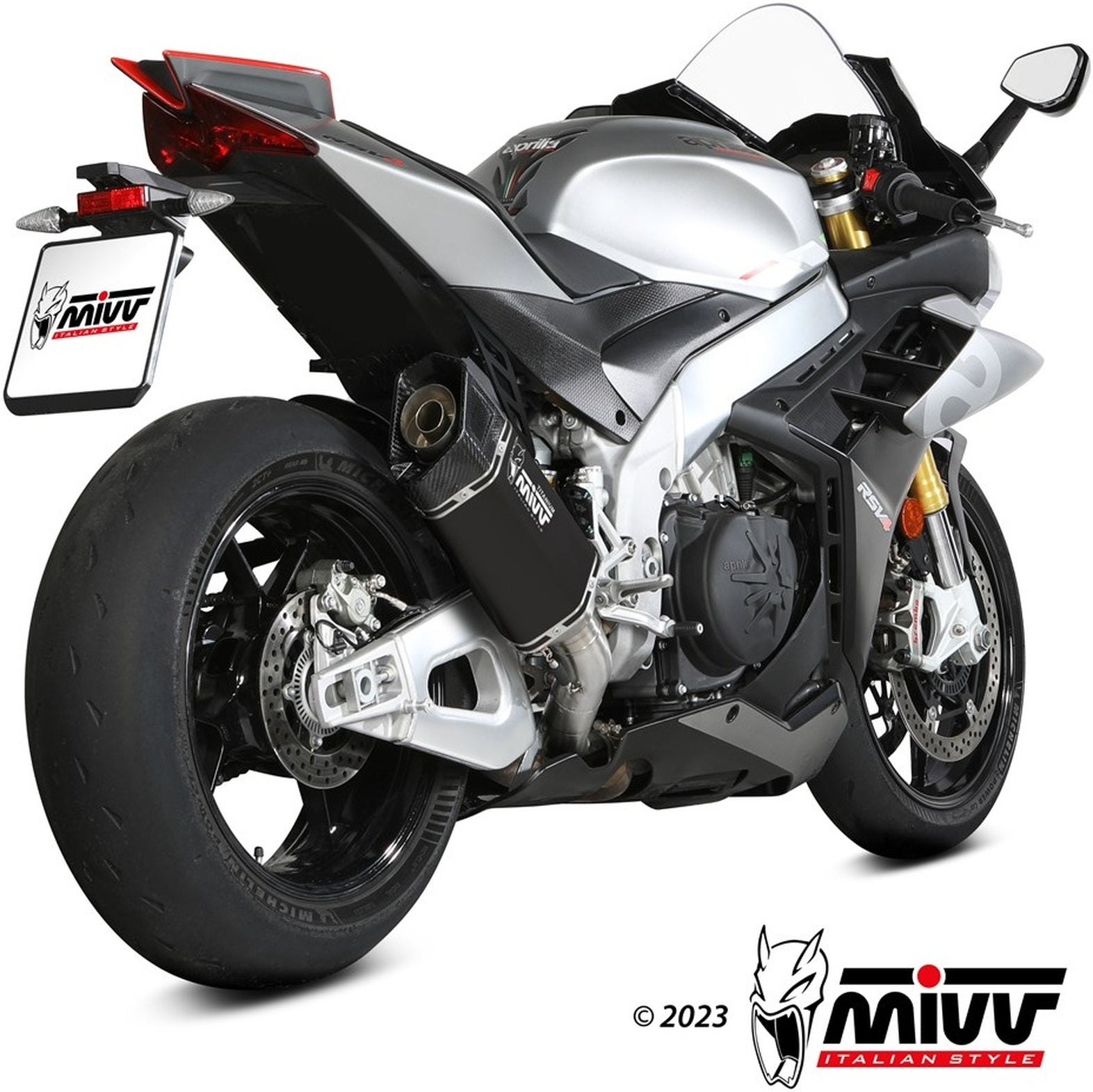 Non-Catalytic Exhaust Tip With Sound Certification Sr-1 Titanium Black - Mivv Compatible With Aprilia Rsv4 (2021-2024)