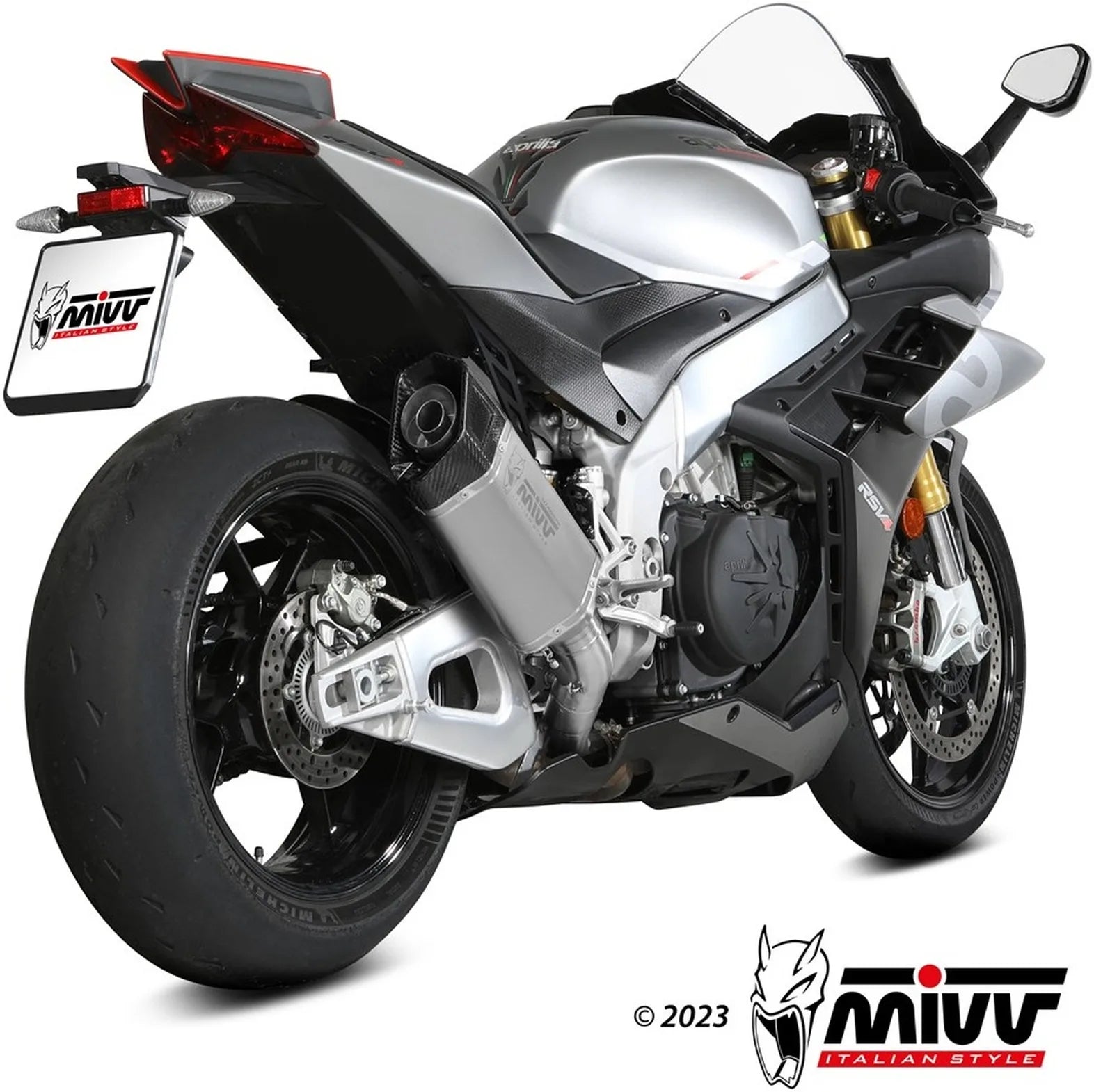 Katalysiertes Auspuffendstück Mit Geräuschzulassung Sr-1 Titan - Mivv Kompatibel Mit Aprilia Rsv4 (2021-2024)