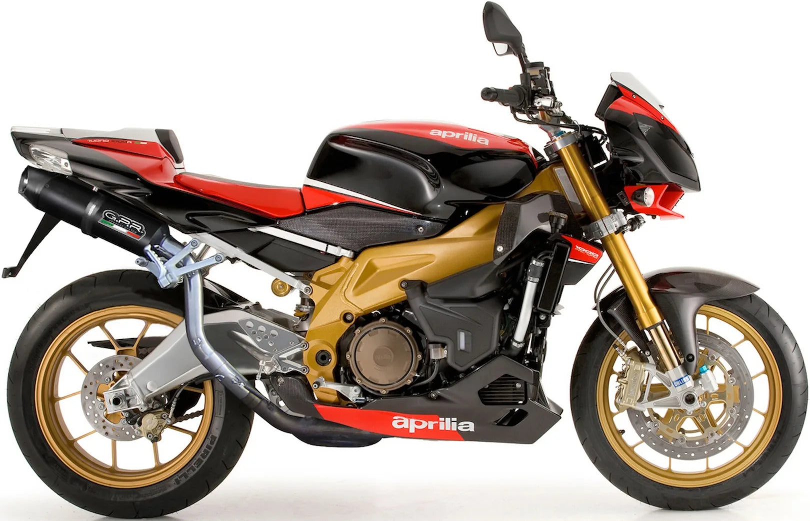 Doppelauspuffanlage Mit Geräuschzulassung Furore Alu Schwarz - Gpr Kompatibel Mit Aprilia Tuono R 1000 Factory (2006-2010)