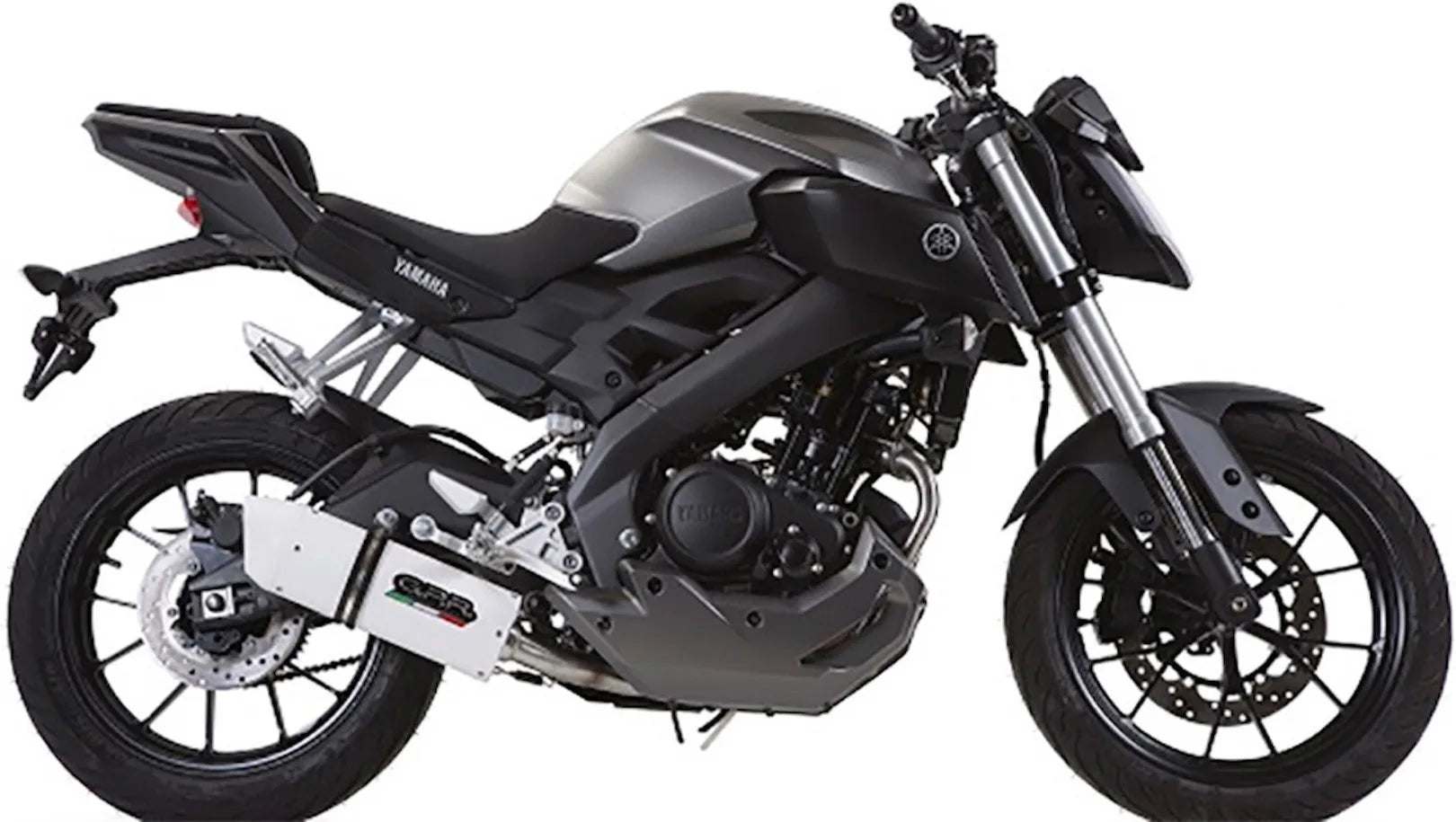 Komplette Abgasanlage Mit Katalysator Und Geräuschzulassung Albus Ceramic Alu Weiss - Gpr Kompatibel Mit Yamaha Mt-125 (2014-2016)