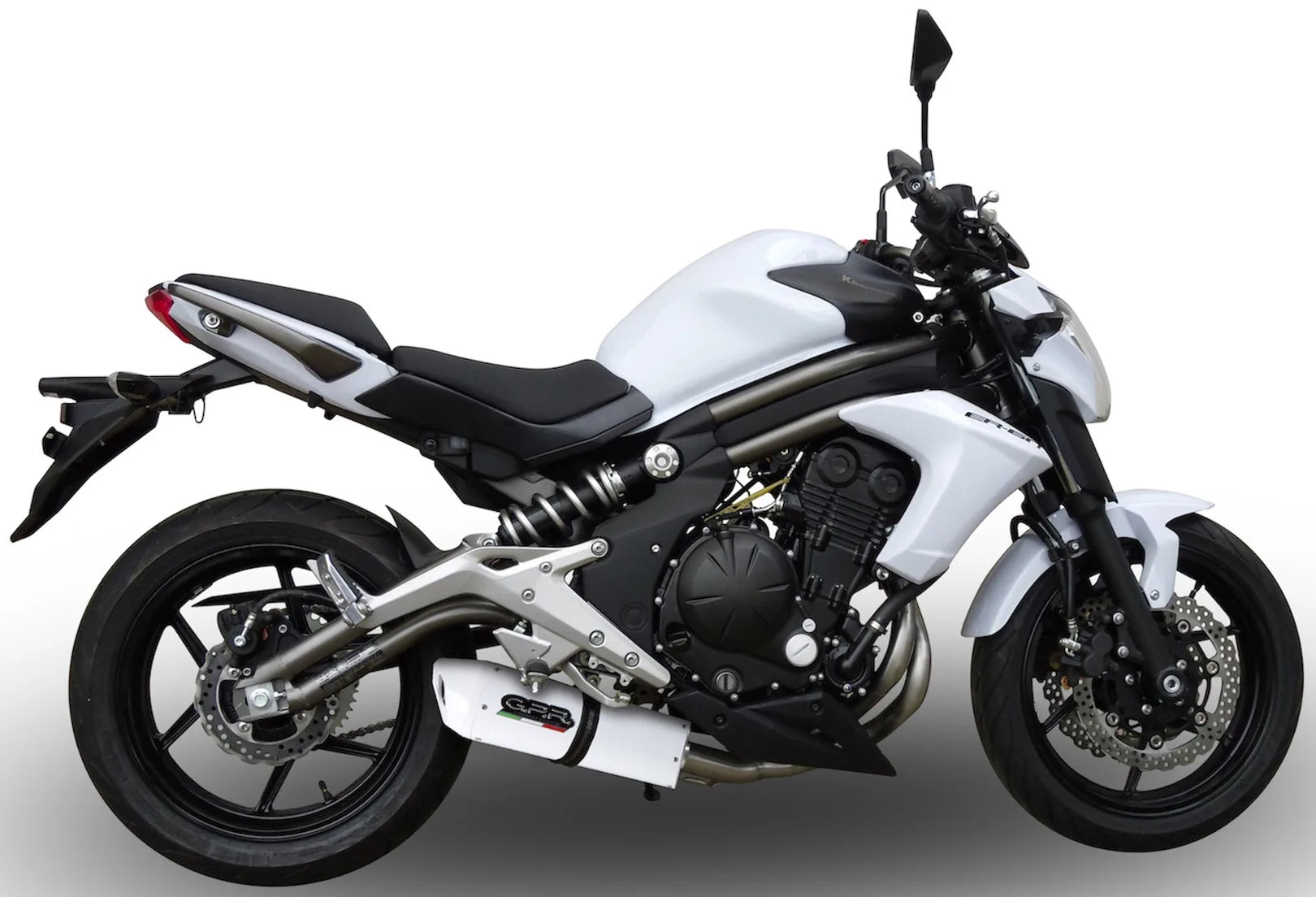 Auspuffendstück Mit Geräuschzulassung Albus Ceramic Alu Weiss - Gpr Kompatibel Mit Kawasaki Er-6 F (2005-2011)