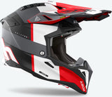 Off-Road Motorcycle Helmet Airoh Aviator 3 - Av3M16 Hpc Carbon Grey Red Matte Monarch Size S
