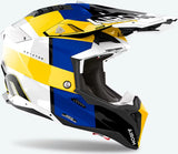 Offroad-Helm Für Motorrad Airoh Aviator 3 - Av3M18 Hpc Carbon Blau Gelb Gloss Monarch Grösse M