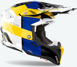 Off-Road Motorcycle Helmet Airoh Aviator 3 - Av3M18 Hpc Carbon Blue Yellow Glossy Monarch Size S