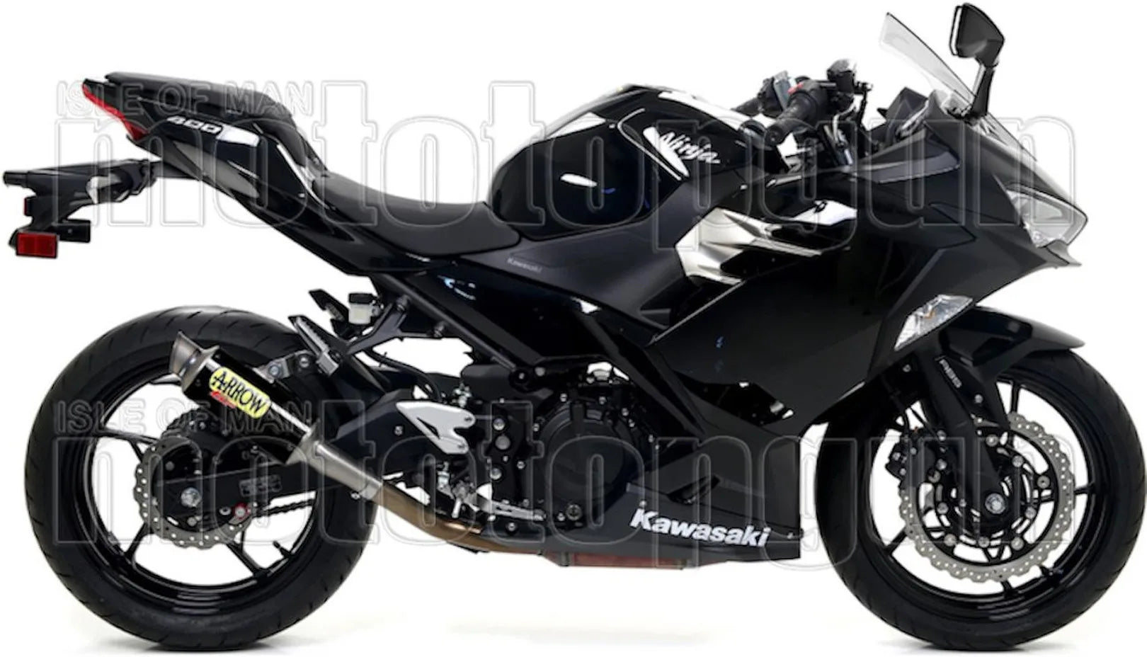 Komplette Auspuffanlage Ohne Katalysator Und Mit Geräuschzulassung Gp2 Gp-2 Nichrom Schwarz Edelstahl - Arrow Special Parts Kompatibel Mit Kawasaki Ninja 400 (2018-2021)