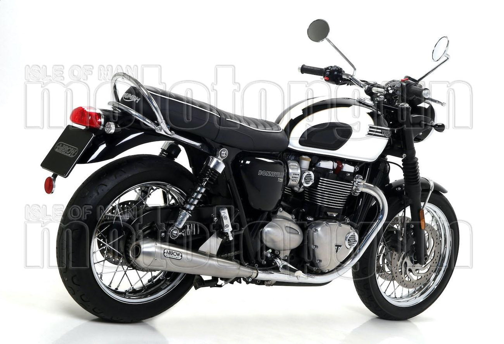 Dual Exhaust System With Sound Certification Pro-Racing Nichrom Stainless Steel - Arrow Special Parts Compatible With Triumph Bonneville T120 (2016-2019)