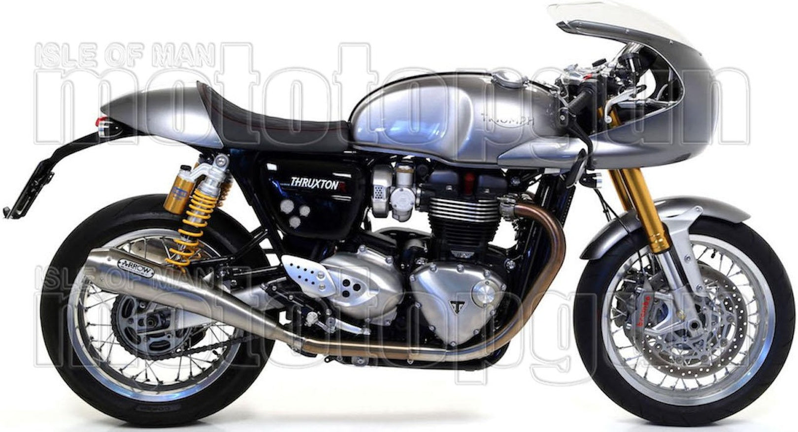 Complete Non-Catalytic Exhaust System With Sound Certification Pro-Racing Nichrom Stainless Steel - Arrow Special Parts Compatible With Triumph Thruxton 1200 (2016-2020)