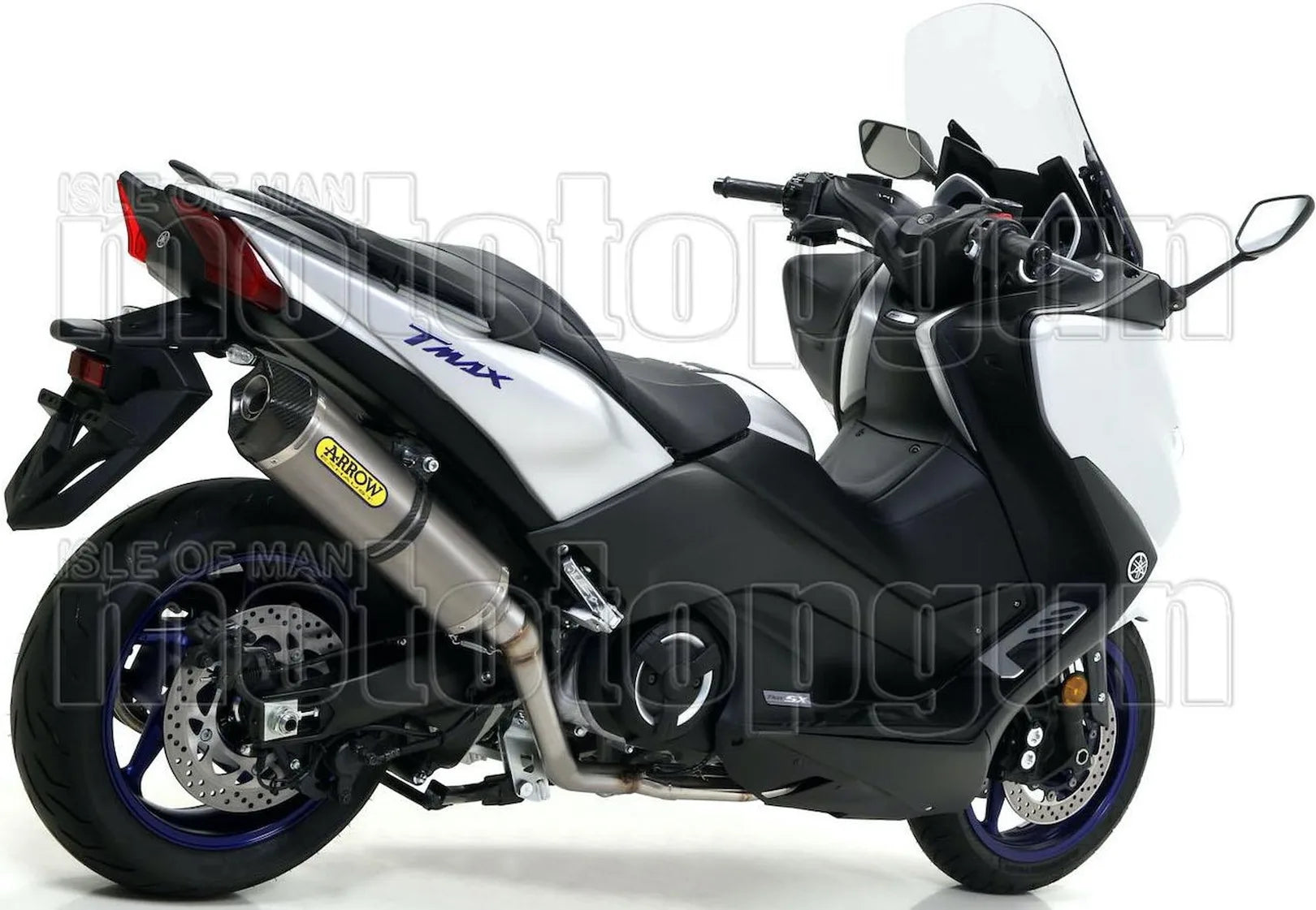 Komplette Auspuffanlage Ohne Katalysator Und Mit Geräuschzulassung Race-Tech Aluminium Carbon - Arrow Special Parts Kompatibel Mit Yamaha Xp 530 T-Max (2017-2019)