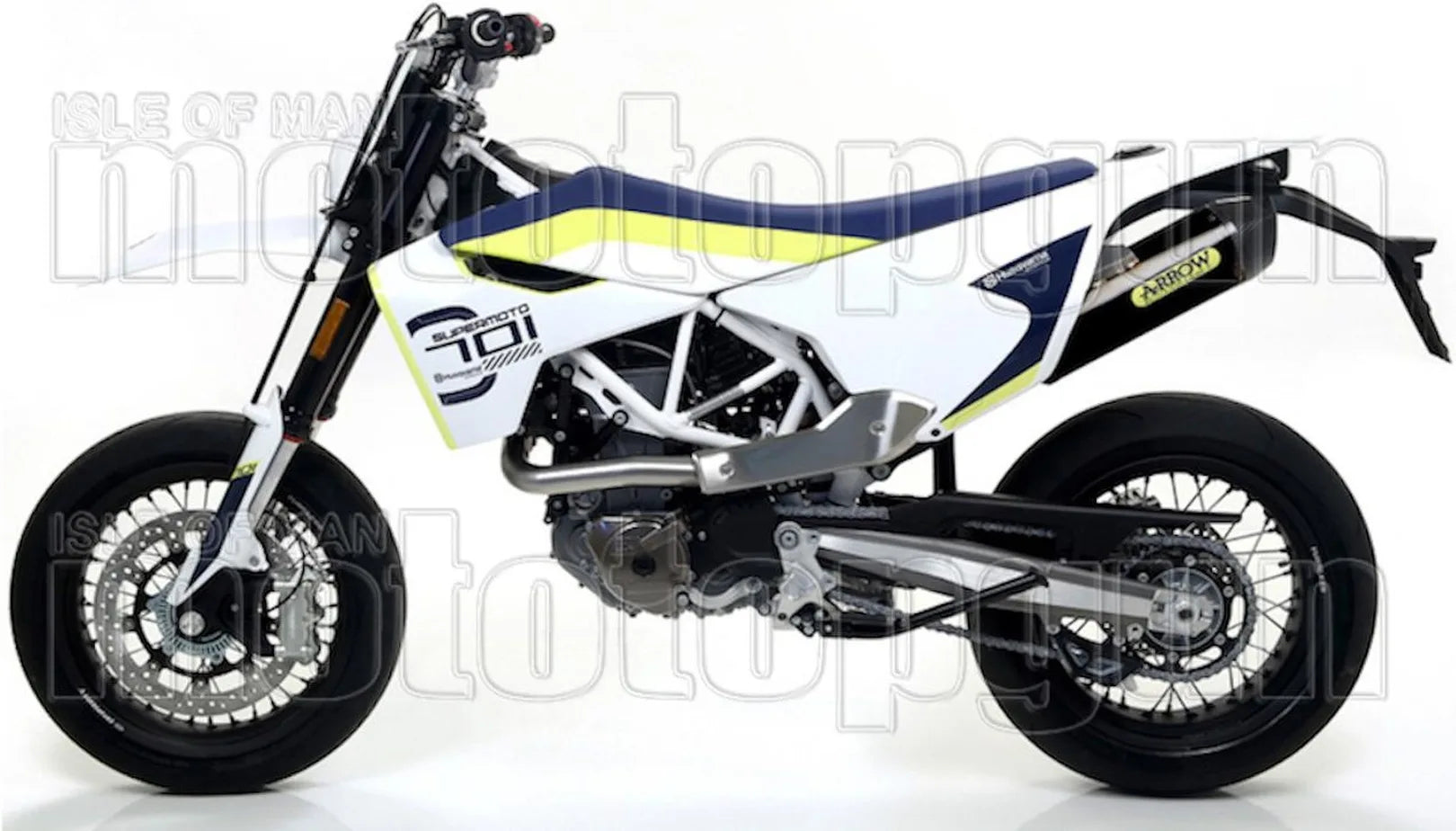 Komplette Abgasanlage Mit Katalysator Und Geräuschzulassung Race-Tech Aluminium Schwarz Carbon - Arrow Special Parts Kompatibel Mit Husqvarna 701 Enduro (2017-2020)