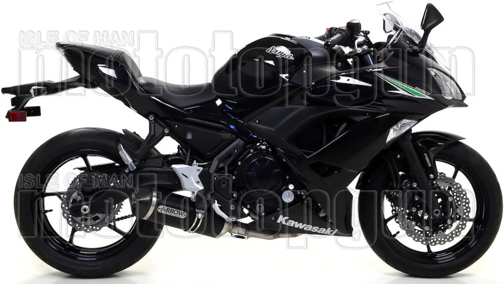Komplette Auspuffanlage Ohne Katalysator Und Mit Geräuschzulassung Race-Tech Aluminium Schwarz Carbon - Arrow Special Parts Kompatibel Mit Kawasaki Ninja 650 (2017-2020)