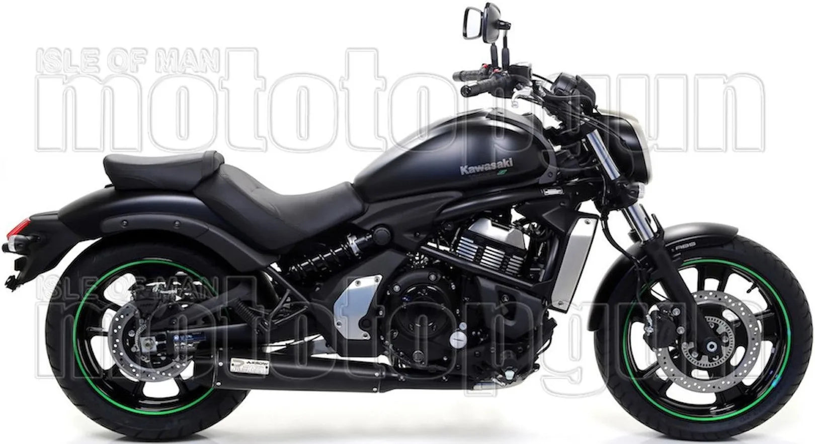 Komplette Abgasanlage Mit Katalysator Und Geräuschzulassung Rebel Aluminium Schwarz Carbon - Arrow Special Parts Kompatibel Mit Kawasaki Vulcan 650 S (2017-2020)