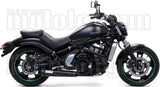 Komplette Auspuffanlage Ohne Katalysator Und Mit Geräuschzulassung Rebel Aluminium Schwarz Carbon - Arrow Special Parts Kompatibel Mit Kawasaki Vulcan 650 S Cafe (2017-2020)