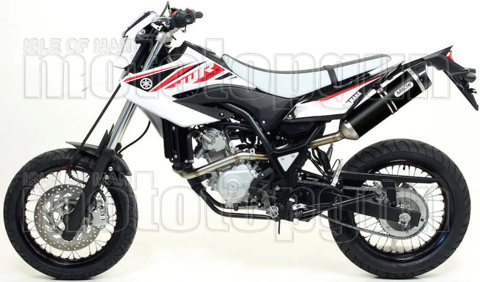 Komplette Auspuffanlage Ohne Katalysator Und Mit Geräuschzulassung Thunder Aluminium Schwarz Carbon - Arrow Special Parts Kompatibel Mit Yamaha Wr 125 X (2009-2016)