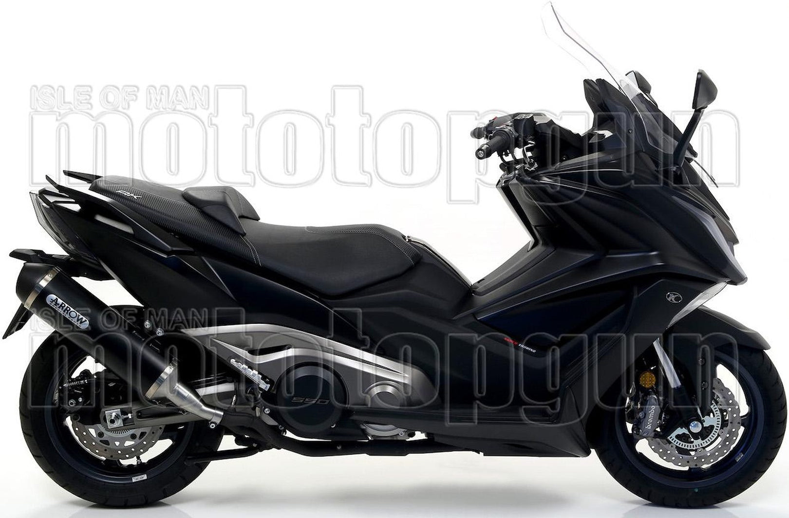 Complete Non-Catalytic Exhaust System With Sound Certification Urban Black Aluminium Stainless Steel Black - Arrow Special Parts Compatible With Kymco Ak 550 (2017-2020)