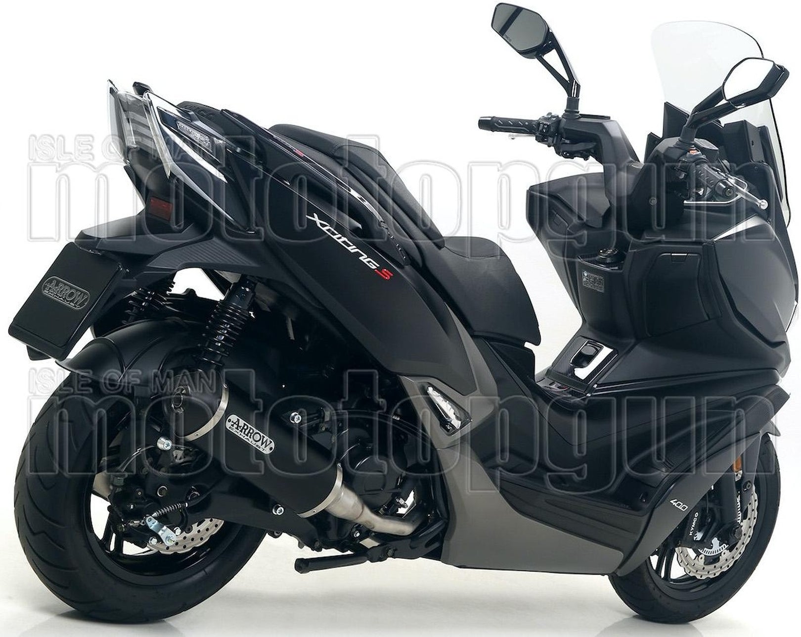 Complete Non-Catalytic Exhaust System With Sound Certification Urban Black Aluminium Stainless Steel Black - Arrow Special Parts Compatible With Kymco Xciting 400 I S (2019-2020)