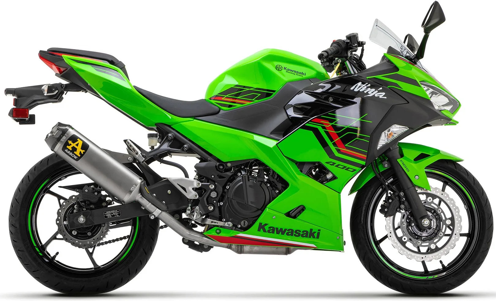 Komplette Auspuffanlage Ohne Katalysator Und Mit Geräuschzulassung Indy-Race Aluminium Schwarz Carbon - Arrow Special Parts Kompatibel Mit Kawasaki Z 400 (2023)