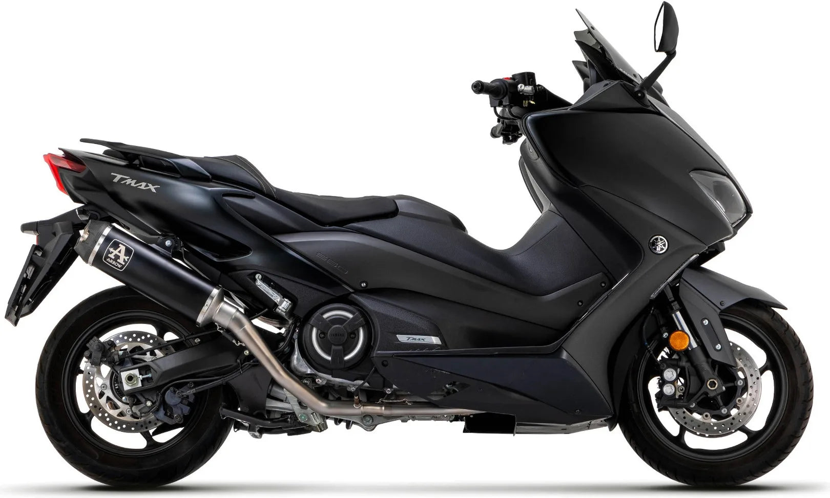 Komplette Abgasanlage Mit Katalysator Und Geräuschzulassung Indy-Race Titan Schwarz Carbon - Arrow Special Parts Kompatibel Mit Yamaha Xp 560 T-Max (2020-2024)