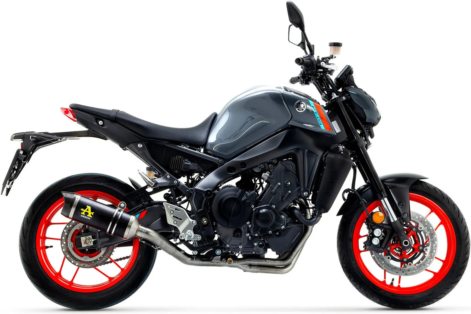 Komplette Abgasanlage Mit Katalysator Und Geräuschzulassung Thunder Aluminium Schwarz Carbon - Arrow Special Parts Kompatibel Mit Yamaha Mt-09 (2021-2023)