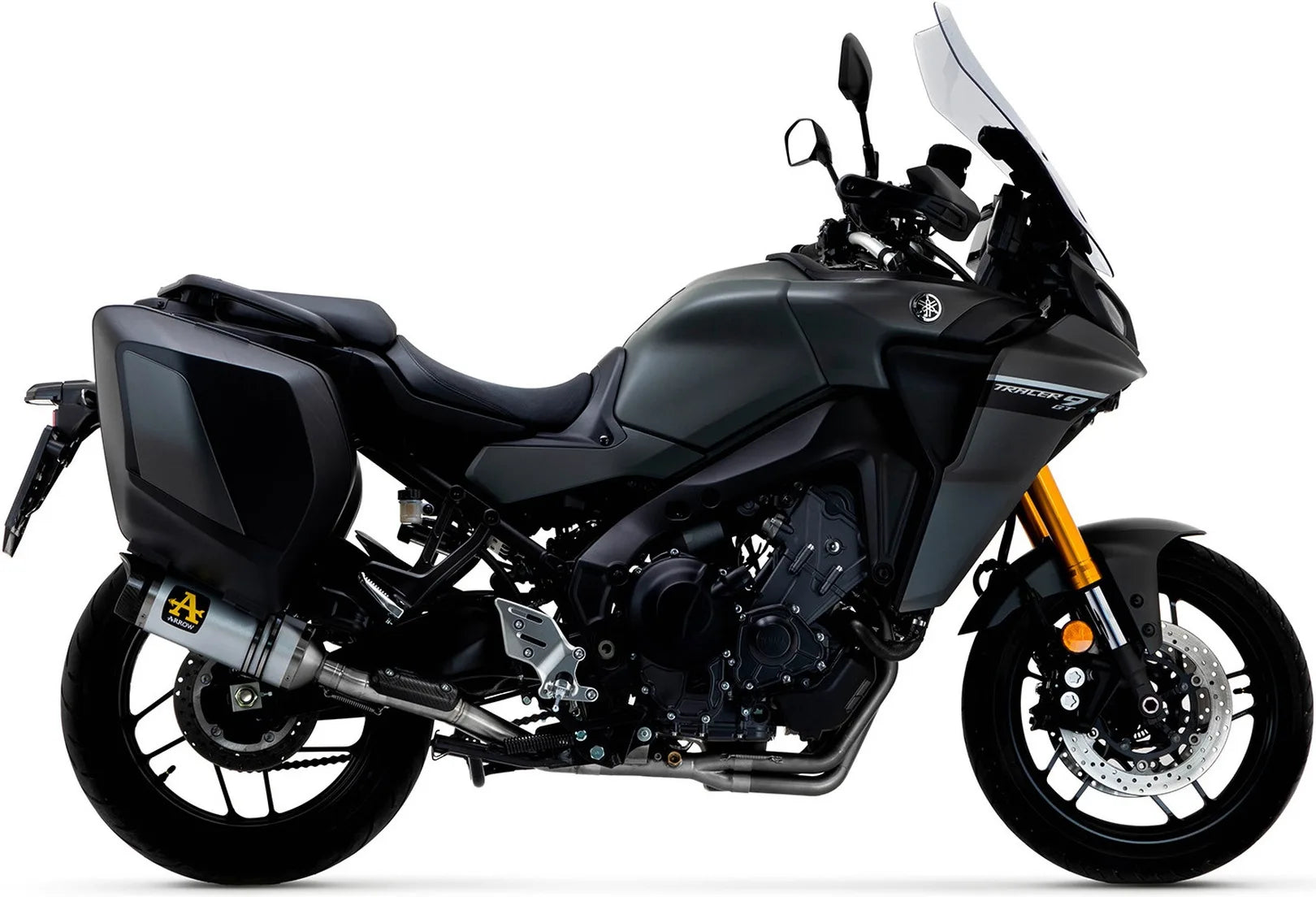 Komplette Abgasanlage Mit Katalysator Und Geräuschzulassung Thunder Aluminium Carbon - Arrow Special Parts Kompatibel Mit Yamaha Tracer 9 Gt (2021-2024)
