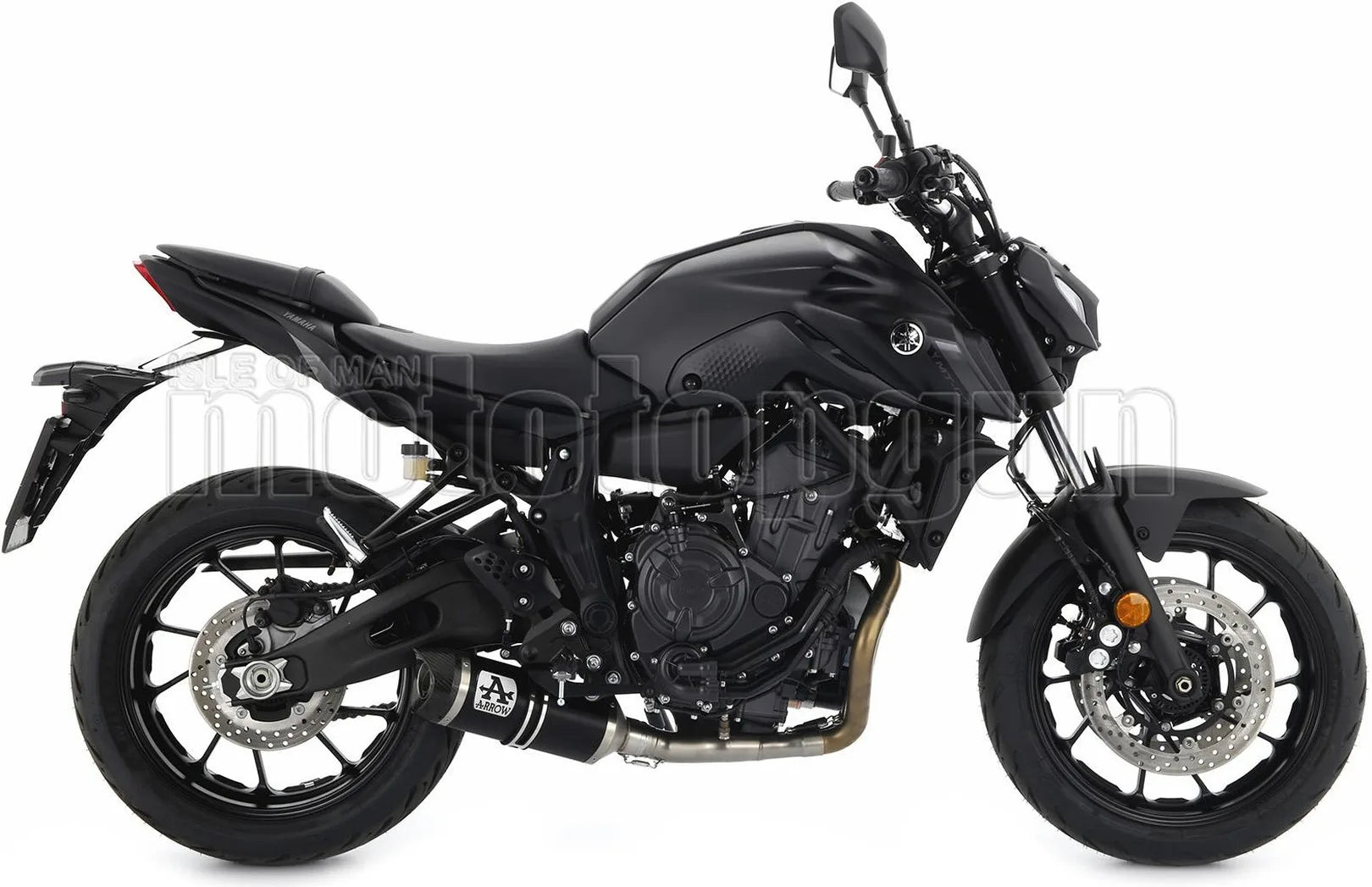 Komplette Abgasanlage Mit Katalysator Und Geräuschzulassung Thunder Aluminium Schwarz Carbon - Arrow Special Parts Kompatibel Mit Yamaha Mt-07 (2021-2024)