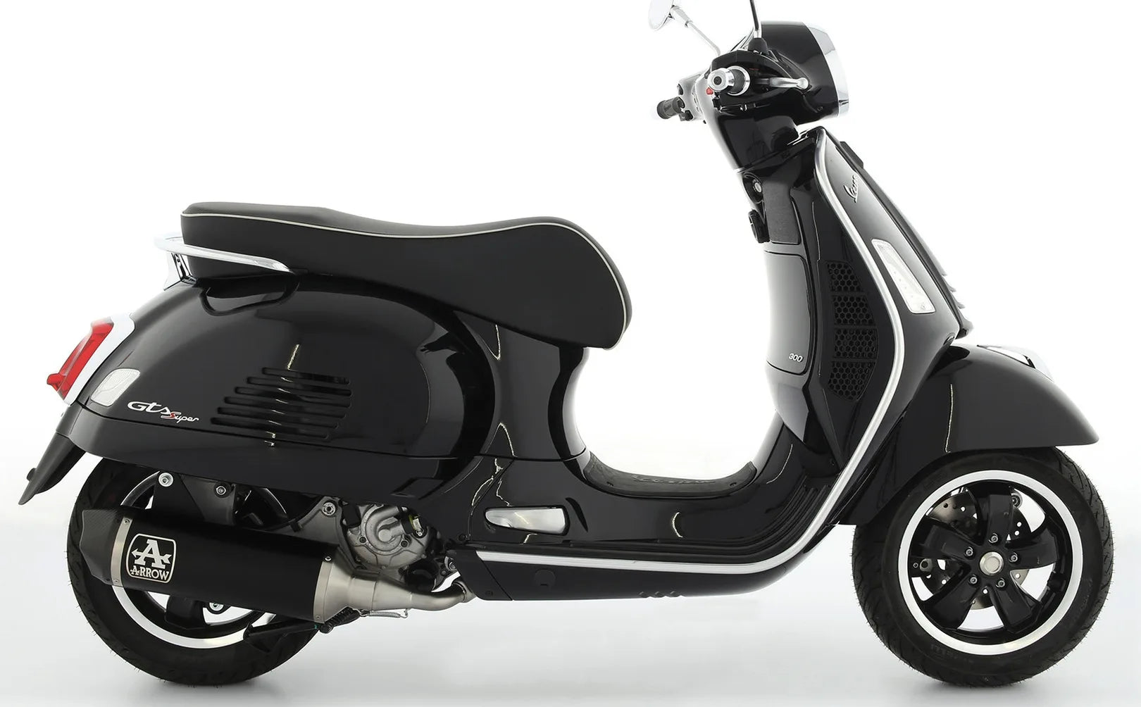 Komplette Auspuffanlage Ohne Katalysator Und Mit Geräuschzulassung Race-Tech Aluminium Schwarz Carbon - Arrow Special Parts Kompatibel Mit Piaggio Vespa Gtv 300 (2023-2024)