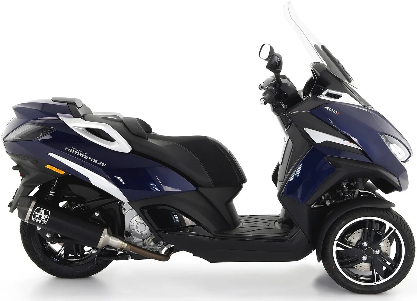 Auspuffendstück Ohne Katalysator Und Mit Geräuschzulassung Urban Aluminium Schwarz Carbon - Arrow Special Parts Kompatibel Mit Peugeot Metropolis 400 (2017-2021)