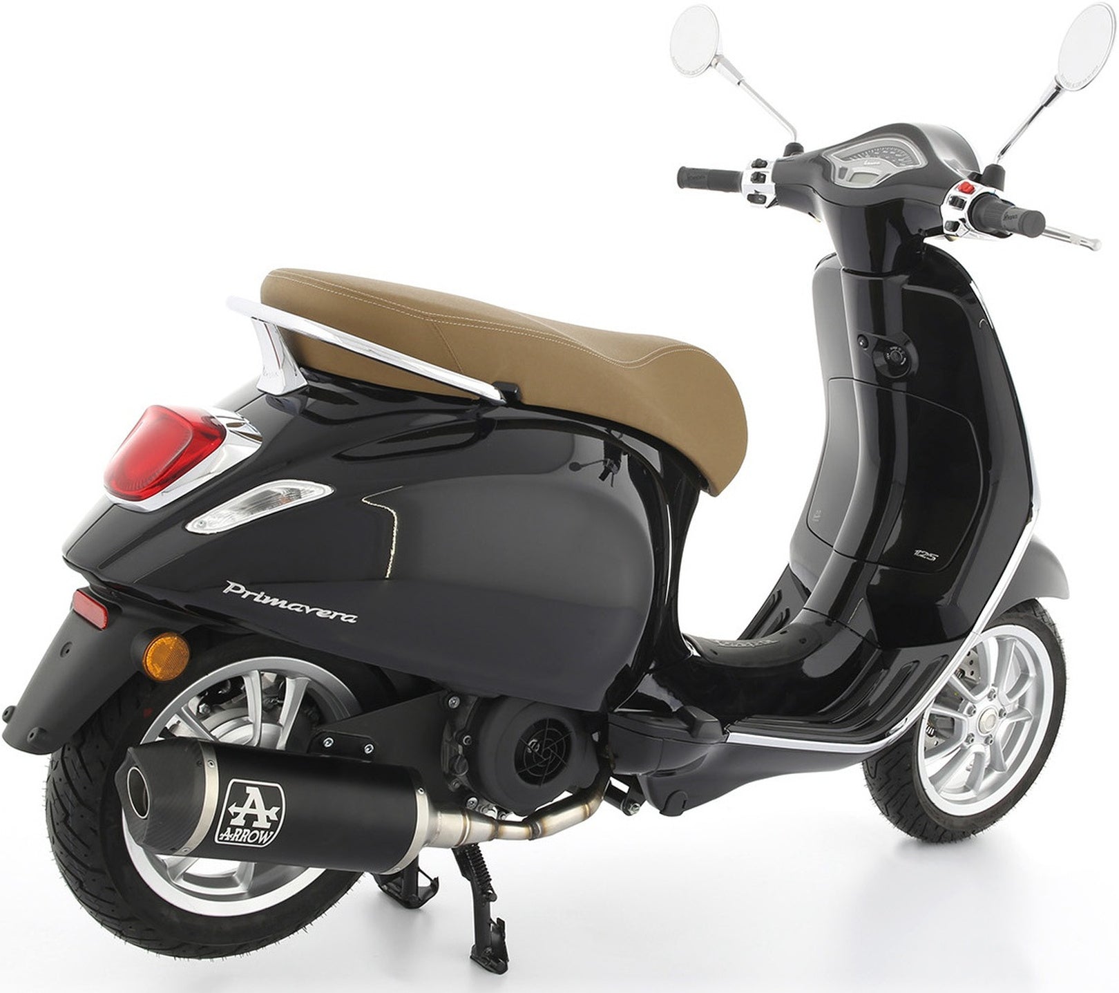 Complete Catalytic Exhaust System With Sound Certification Race-Tech Black Aluminium Carbon - Arrow Special Parts Compatible With Piaggio Vespa Primavera 125 3V (2021-2023)
