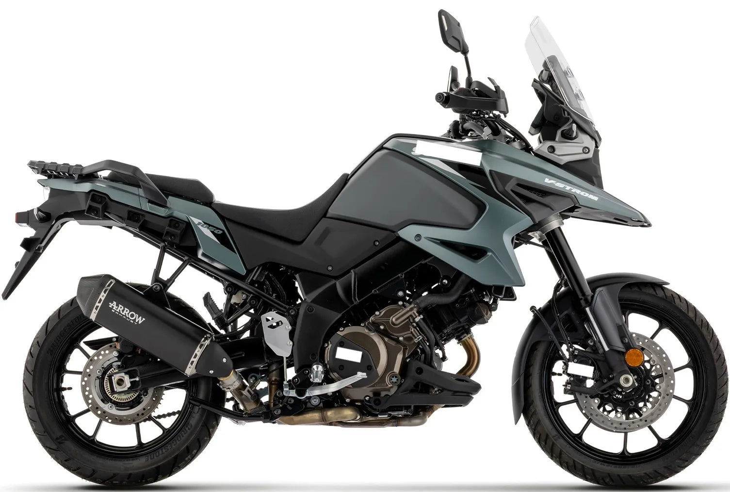 Auspuffendstück Mit Geräuschzulassung Explorer Aluminium Schwarz Endkappe Carby - Arrow Special Parts Kompatibel Mit Suzuki V-Strom 1050 (2025-2026)