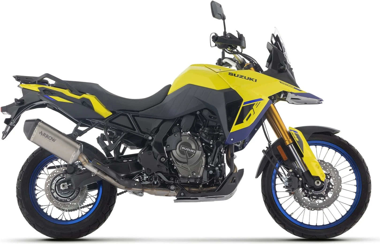 Komplette Auspuffanlage Ohne Katalysator Und Mit Geräuschzulassung Explorer Titan Endkappe Carby - Arrow Special Parts Kompatibel Mit Suzuki V-Strom 800 De (2025-2026)