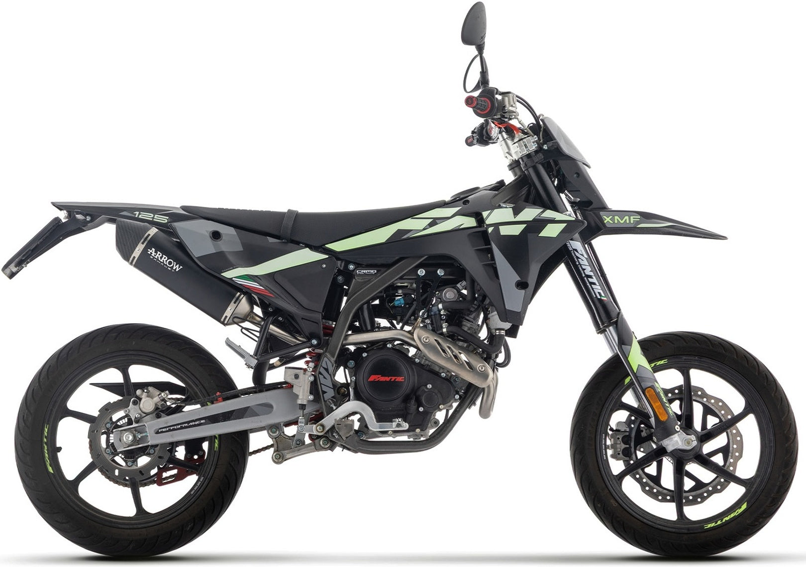 Complete Non-Catalytic Exhaust System With Sound Certification Icon Black Aluminium Carby End Cap - Arrow Special Parts Compatible With Fantic Motor Xef 125 (2025-2026)