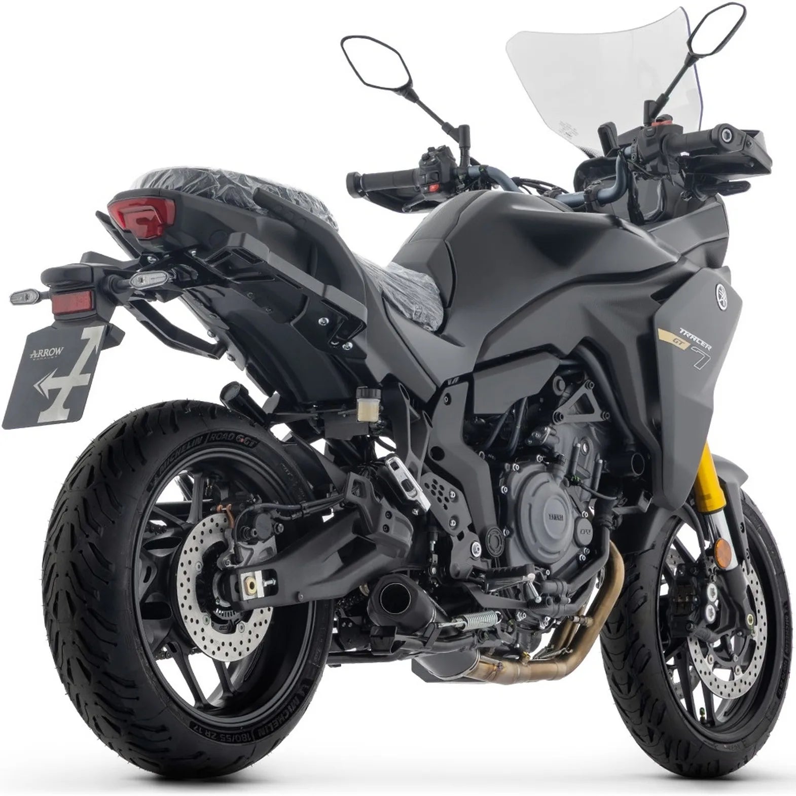 Komplette Auspuffanlage Ohne Katalysator Und Ohne Geräuschzulassung Icon Aluminium Schwarz Endkappe Carby - Arrow Special Parts Kompatibel Mit Yamaha Tracer 7 - Gt (2025-2026)