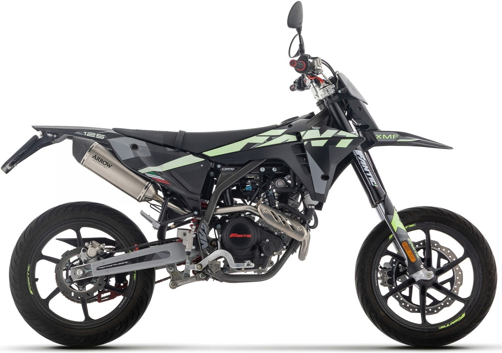 Complete Non-Catalytic Exhaust System With Sound Certification Icon Titanium Carby End Cap - Arrow Special Parts Compatible With Fantic Motor Xef 125 (2025-2026)