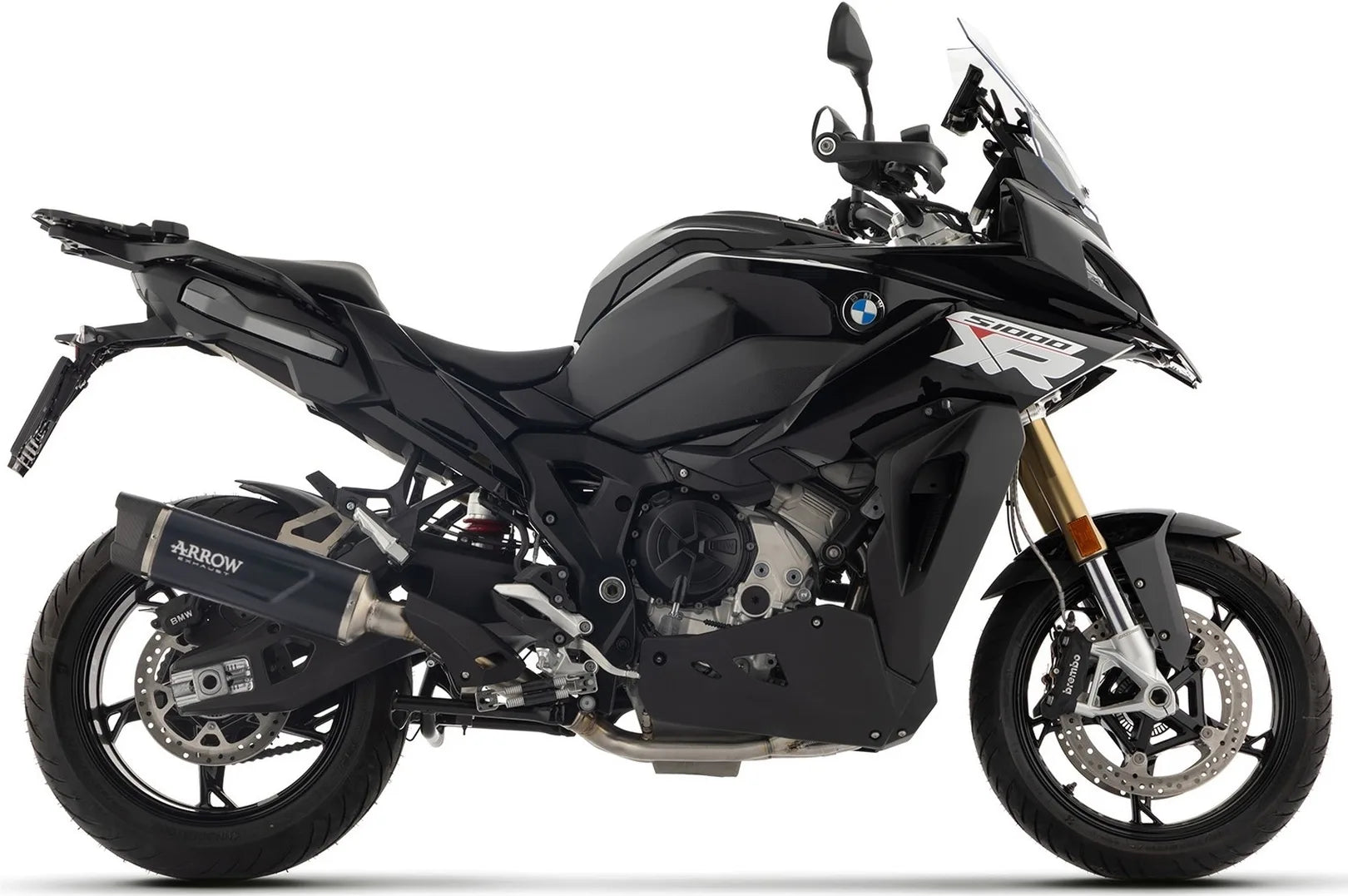 Komplette Auspuffanlage Ohne Katalysator Und Mit Geräuschzulassung Indy-Race Evo Aluminium Schwarz Endkappe Carby - Arrow Special Parts Kompatibel Mit Bmw S 1000 Xr (2024-2026)