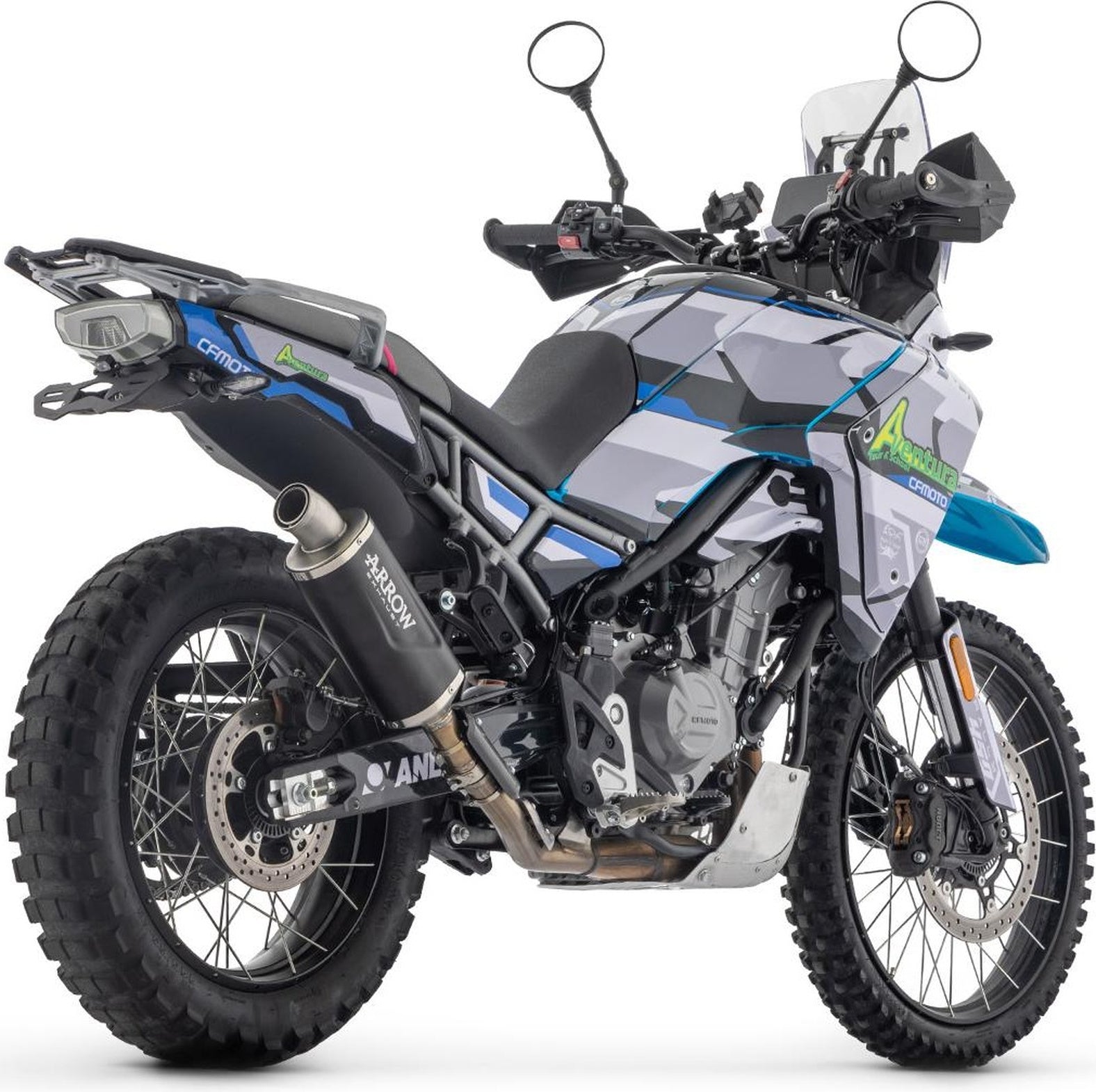 Complete Non-Catalytic Exhaust System With Sound Certification Indy-Race Evo Black Aluminium - Arrow Special Parts Compatible With Cfmoto 450 Mt (2024)