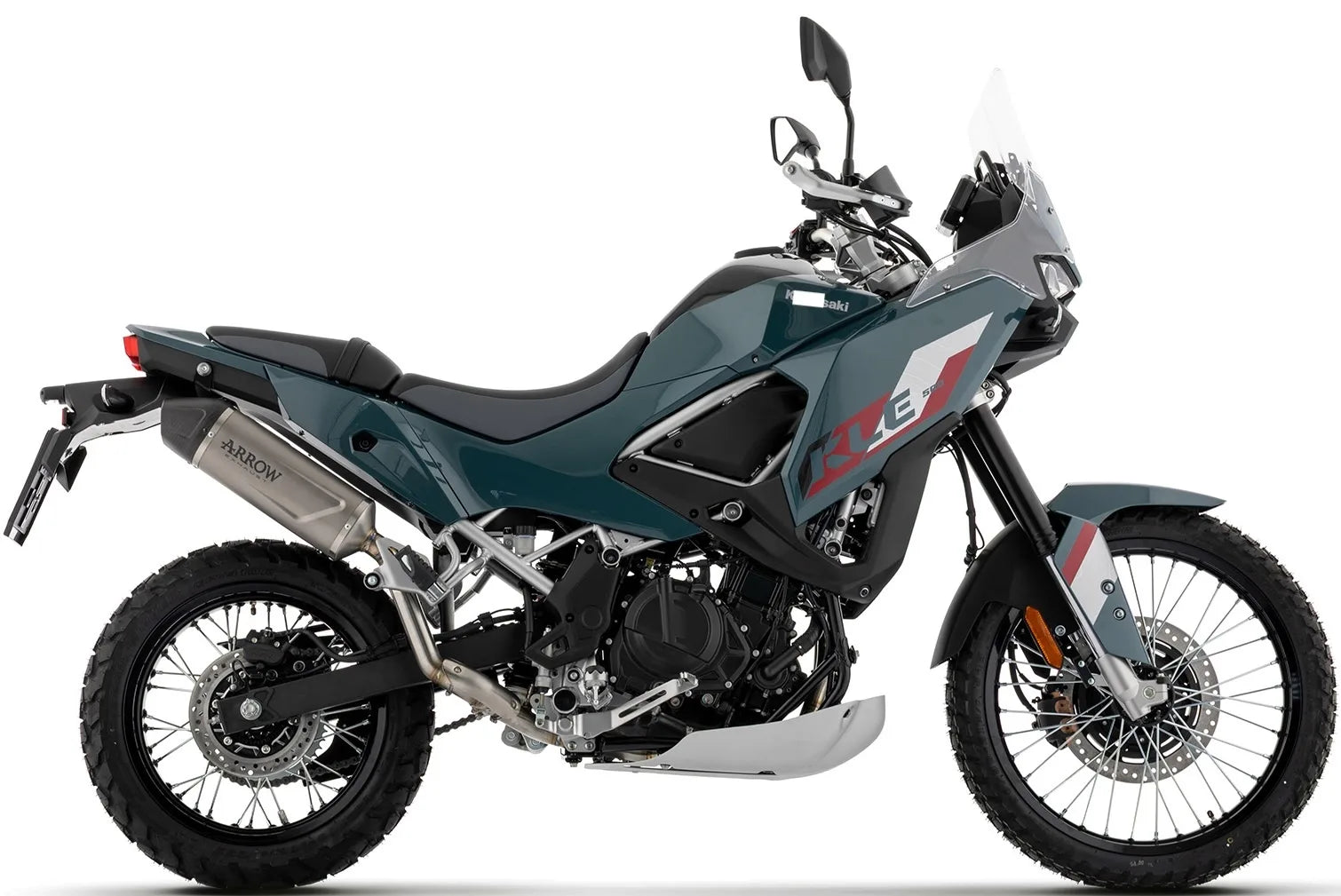 Komplette Auspuffanlage Ohne Katalysator Und Ohne Geräuschzulassung Indy-Race Evo Titan Endkappe Carby - Arrow Special Parts Kompatibel Mit Kawasaki Kle 500 (2026)