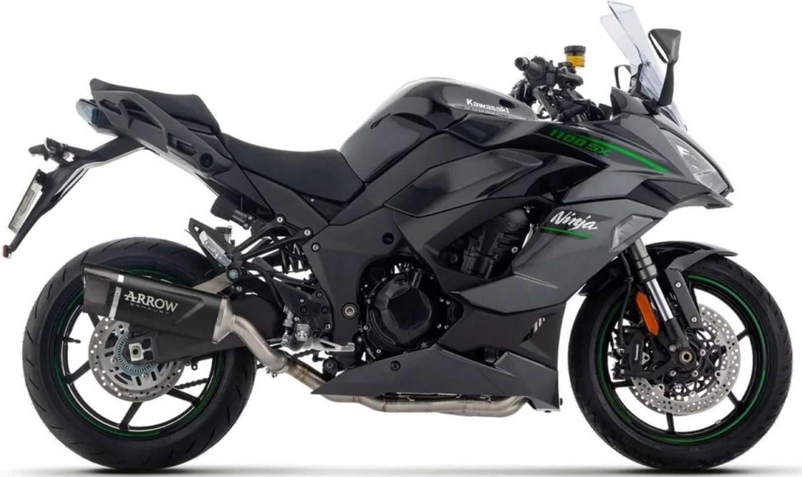 Komplette Auspuffanlage Ohne Katalysator Und Mit Geräuschzulassung Indy-Race Evo Aluminium Schwarz Endkappe Carby - Arrow Special Parts Kompatibel Mit Kawasaki Ninja 1100 Sx (2025-2026)