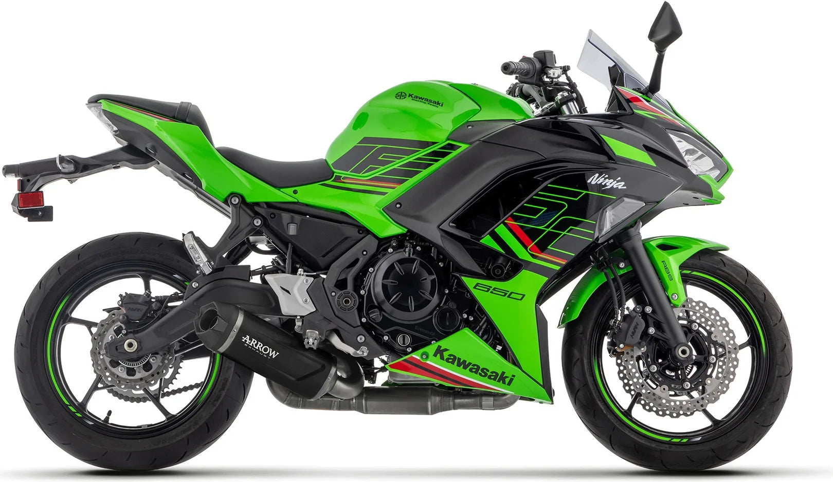 Komplette Abgasanlage Mit Katalysator Und Geräuschzulassung Indy-Race Evo Aluminium Schwarz Endkappe Carby - Arrow Special Parts Kompatibel Mit Kawasaki Z 650 35Kw (2024-2026)