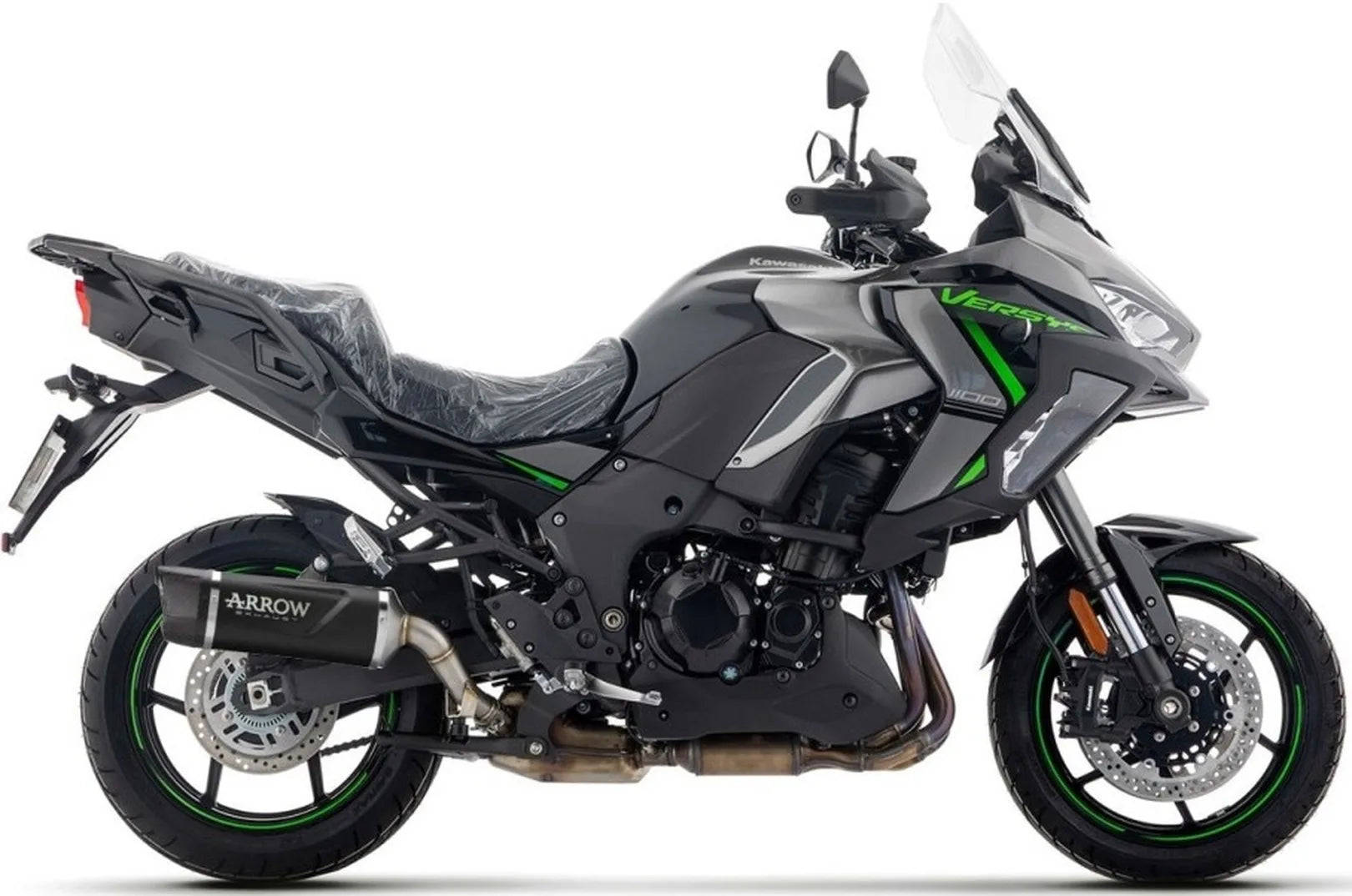 Komplette Auspuffanlage Ohne Katalysator Und Mit Geräuschzulassung Indy-Race Evo Aluminium Schwarz Endkappe Carby - Arrow Special Parts Kompatibel Mit Kawasaki Versys 1100 (2025-2026)